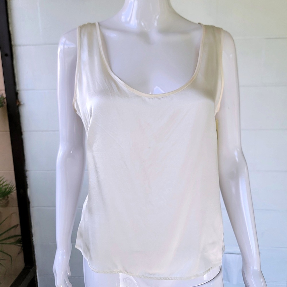 VTG 90s Nygard Collection Silk Tank Top Cream Women 6 Y2K Minimalist Luxury Chic